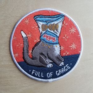 SHC Cat Chips Full of Grace Iron-On Patch, Stay Home Club Embroidered Patch